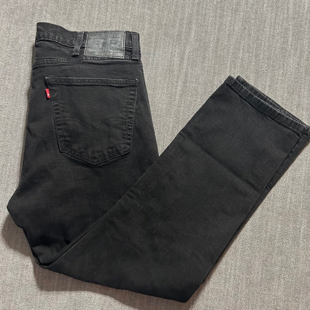 Levi's 505 Regular Fit Jeans Mens 38x30 Black Straight Leg Stretch Denim